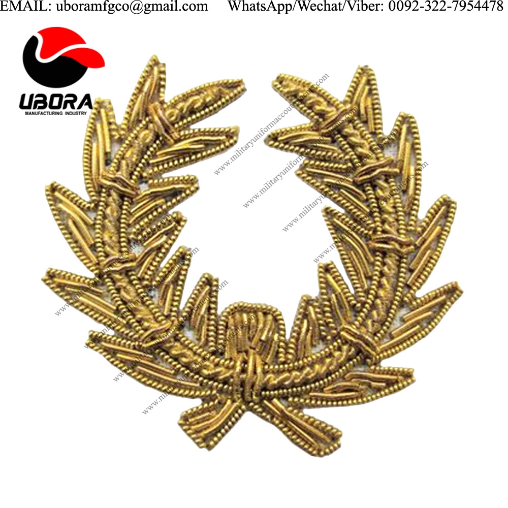 Military Uniform emblem Gold Wreath Handmade Bullion Patch Military Uniform emblem Gold Wreath 